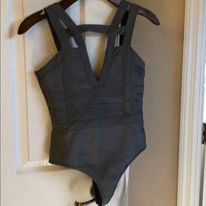 Missguided Bandage Bodysuit Gray US 4/ XS